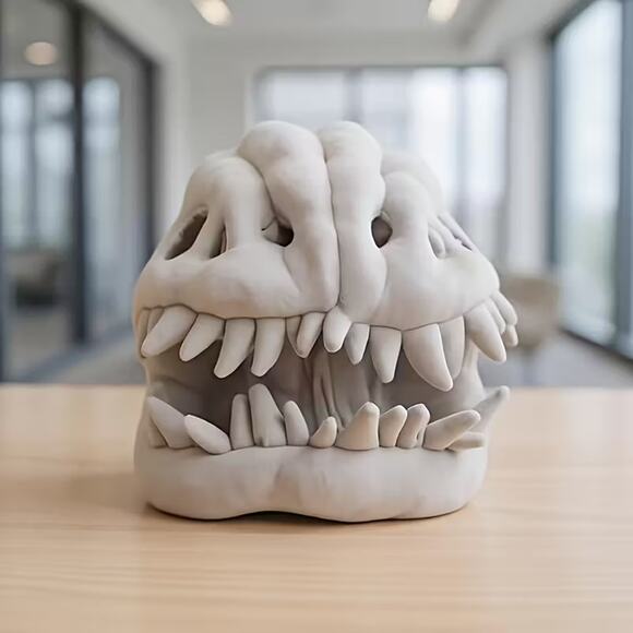 KIDS Plush Dinosaur Skeleton Fossil T-Rex Bone Spine & Skull Costume 30" - Picture 3 of 6